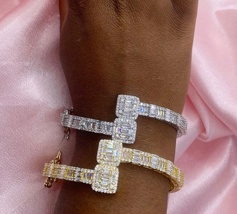 Crystal Square Bangle Bracelet