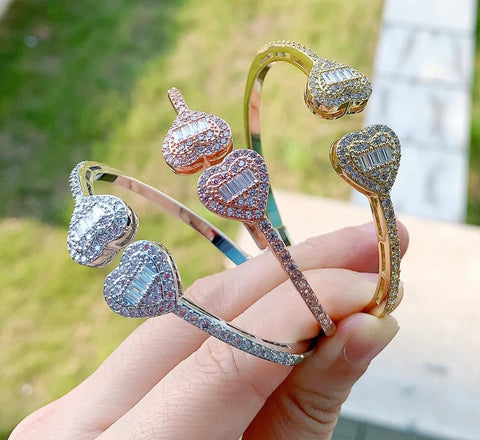 Iced Out Heart Bangle