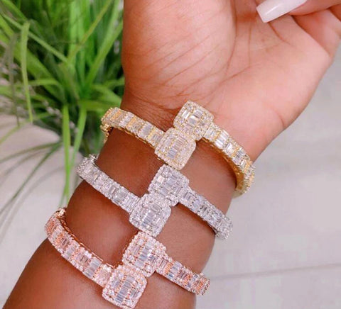 Crystal Square Bangle Bracelet