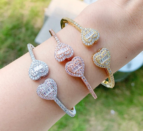 Iced Out Heart Bangle