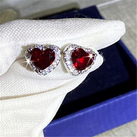 Crystal Heart Stud Earrings