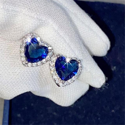 Crystal Heart Stud Earrings