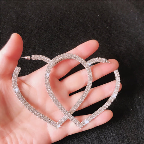 Big Heart Crystal Hoop Earrings