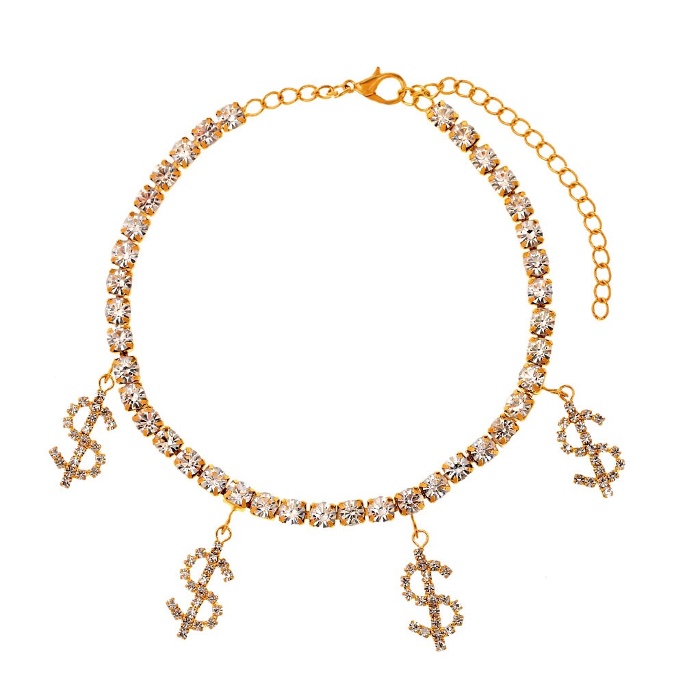 Rhinestone Dollar Sign Anklet