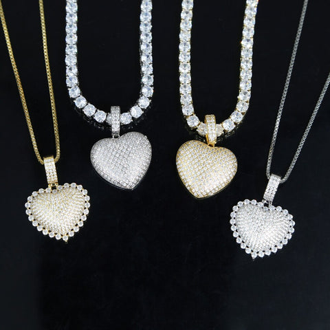 Iced Out Heart Pendant Necklace