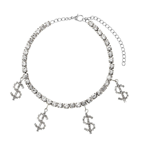 Rhinestone Dollar Sign Anklet