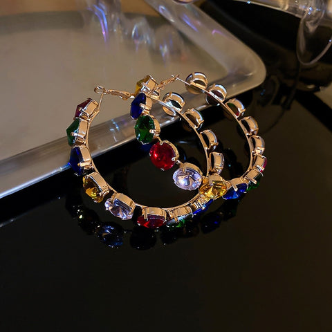 Colorful Crystal Hoop Earrings