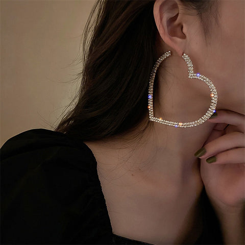 Big Heart Crystal Hoop Earrings