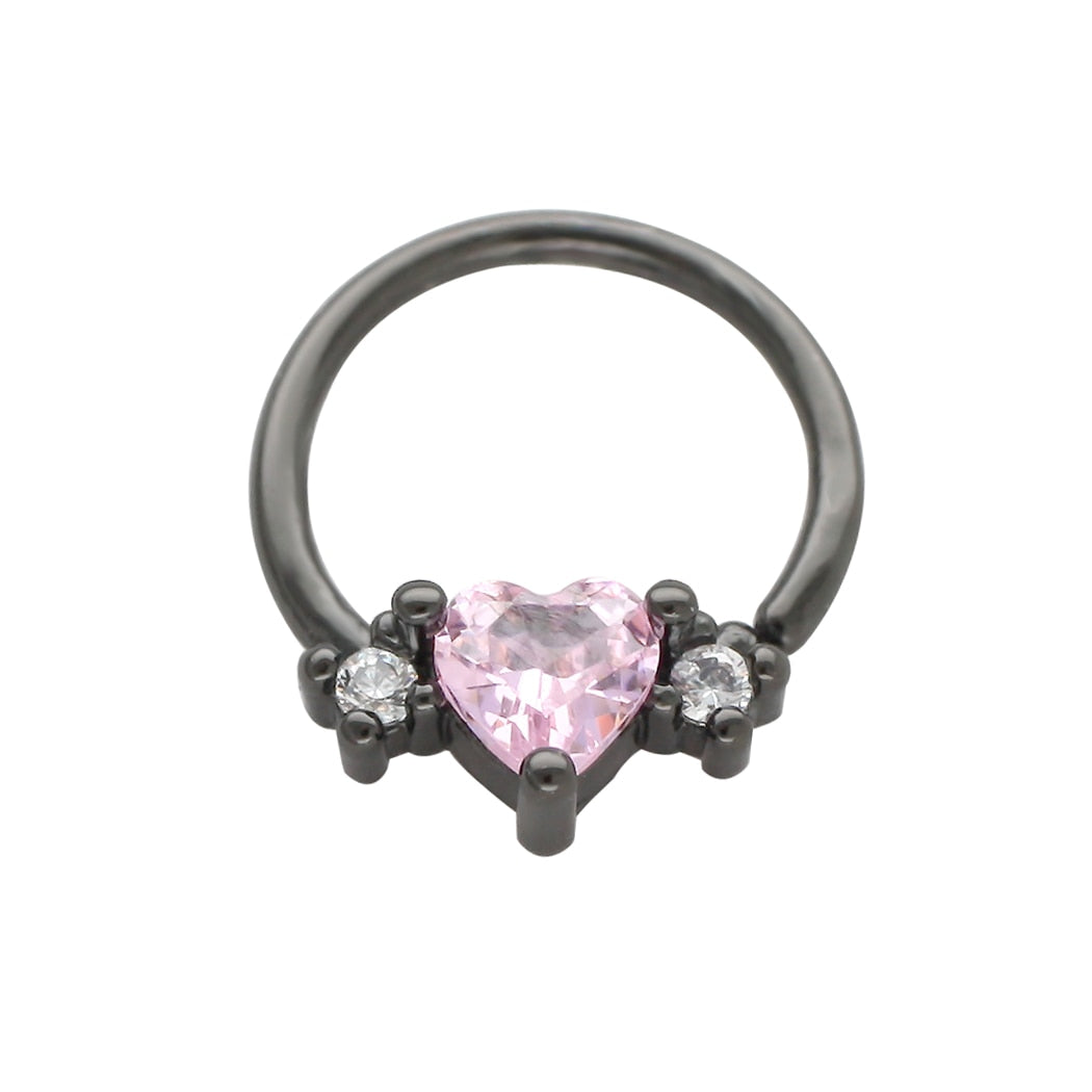 Pink Heart Septum Nose Ring