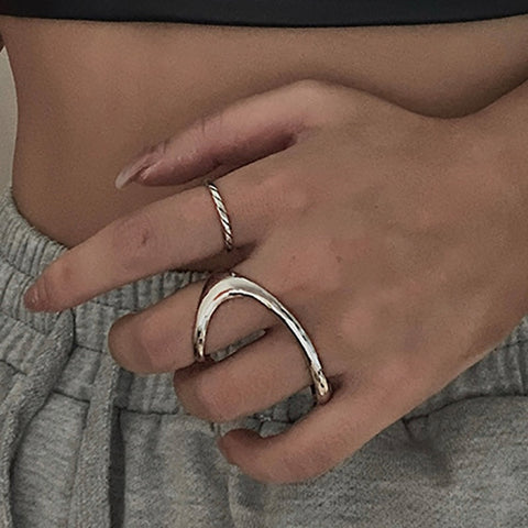 Silver Geometric Ring