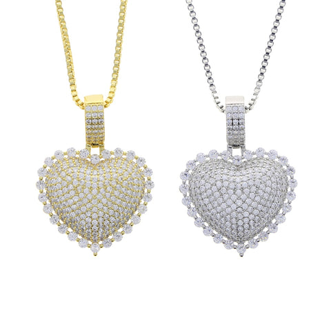 Iced Out Heart Pendant Necklace