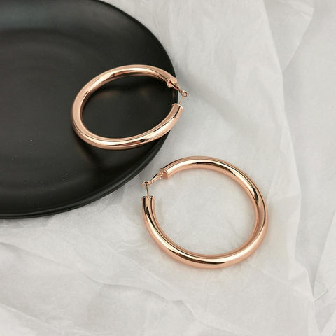 Wide Gold Hoop Earrings