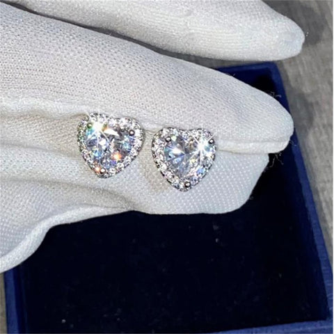 Crystal Heart Stud Earrings