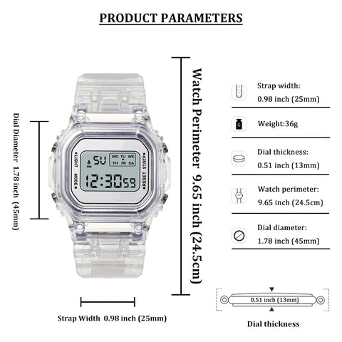 Transparent Digital Coloured Watch