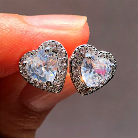 Crystal Heart Stud Earrings