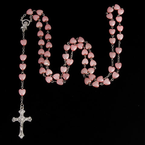 Pink Rosary Beaded Necklace