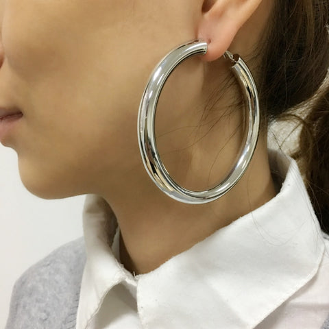 Wide Gold Hoop Earrings