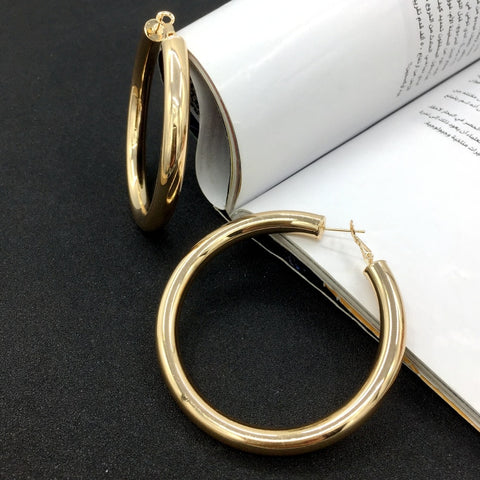 Wide Gold Hoop Earrings