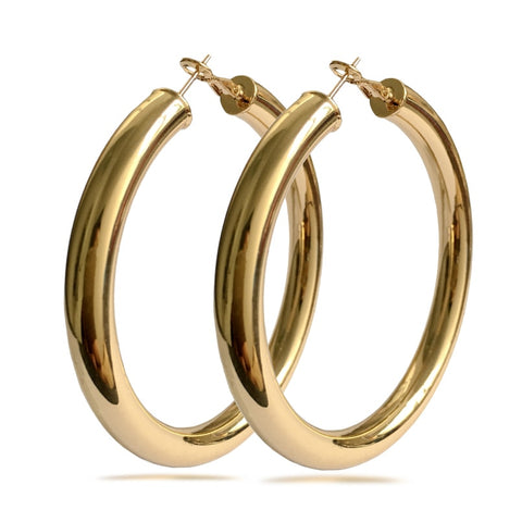 Wide Gold Hoop Earrings