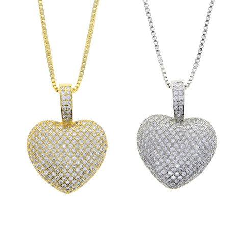 Iced Out Heart Pendant Necklace