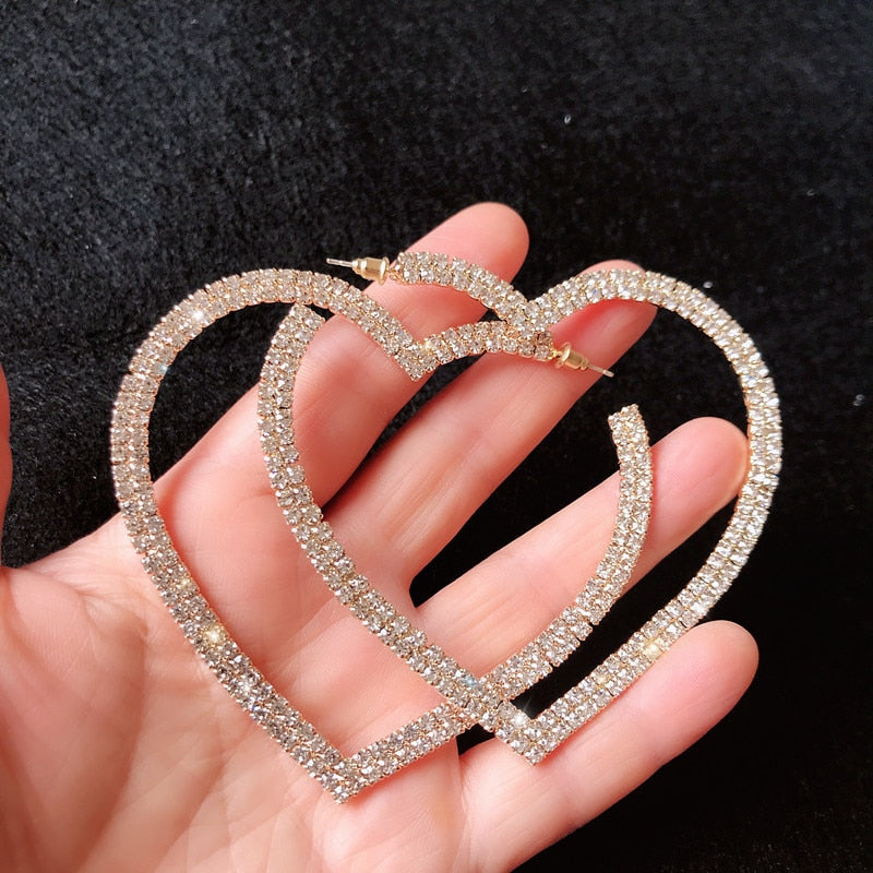 Big Heart Crystal Hoop Earrings