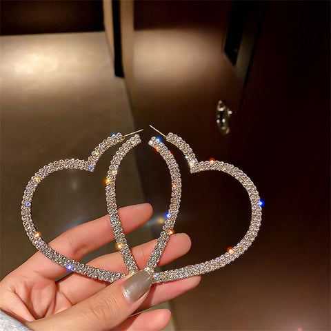 Big Heart Crystal Hoop Earrings