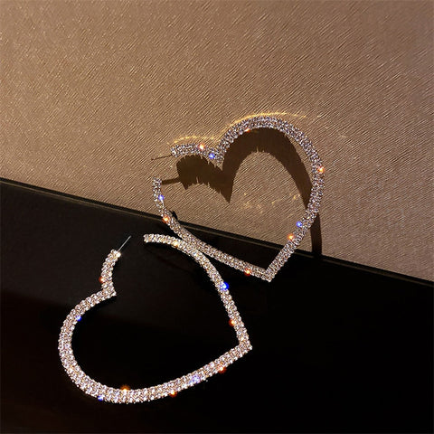 Big Heart Crystal Hoop Earrings