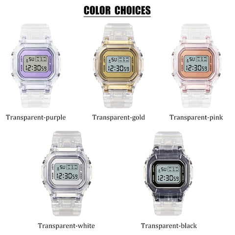 Transparent Digital Coloured Watch