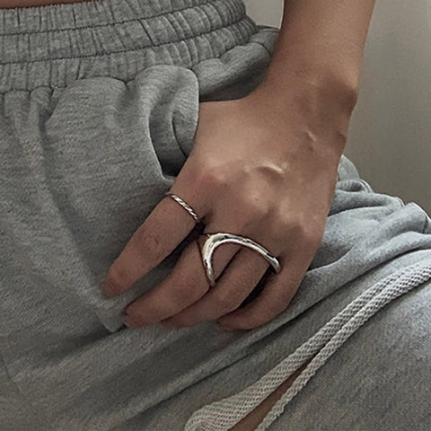 Silver Geometric Ring