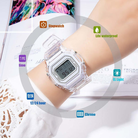 Transparent Digital Coloured Watch