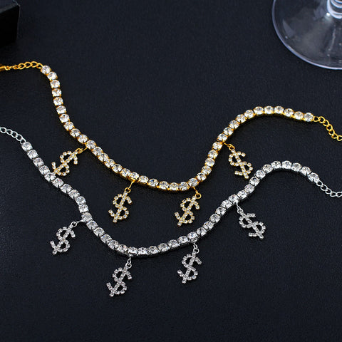 Rhinestone Dollar Sign Anklet