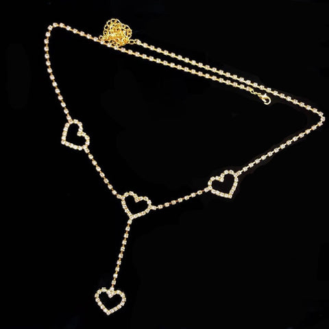 Rhinestone Heart Waist Chain