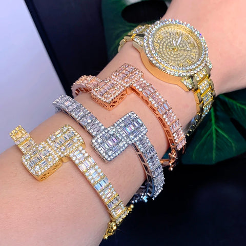 Crystal Square Bangle Bracelet