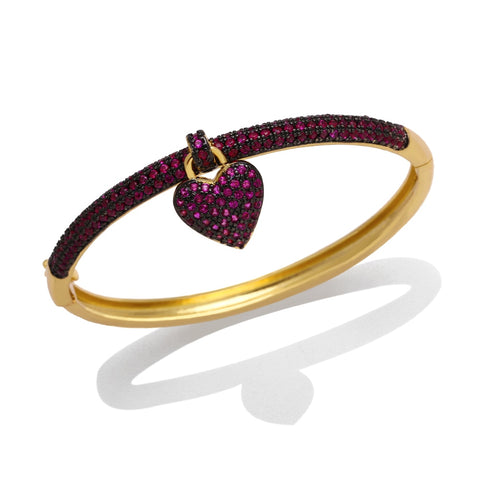 Coloured Crystal Heart Bangle