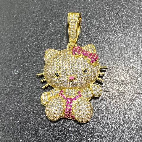 Iced Out Kitty Necklace