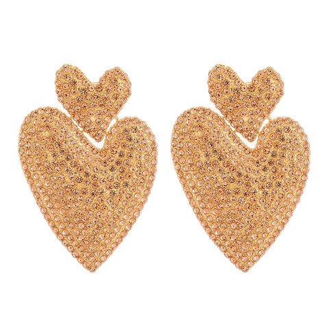 Double Heart Crystal Earrings