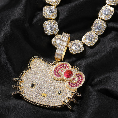 Iced Out Kitty Necklace