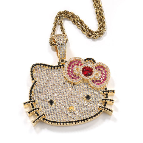 Iced Out Kitty Necklace