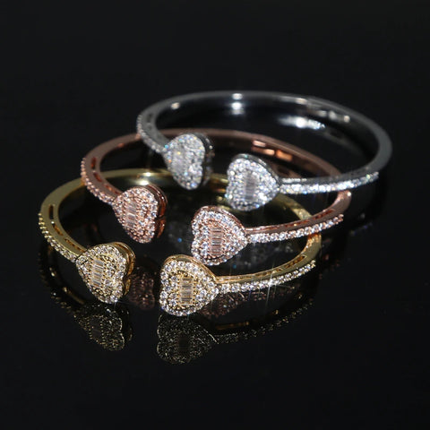 Iced Out Heart Bangle