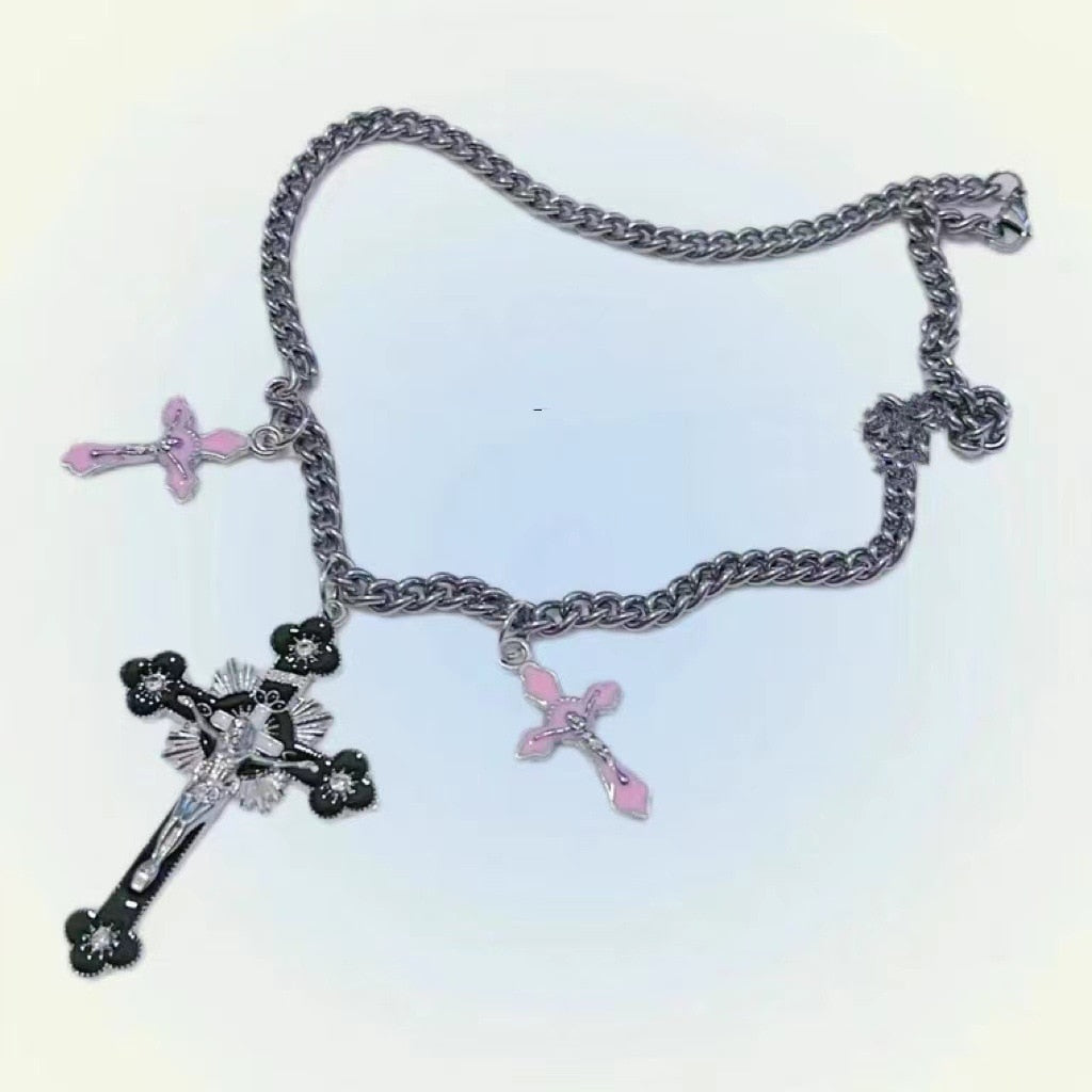 Coloured Cross Korean Necklace