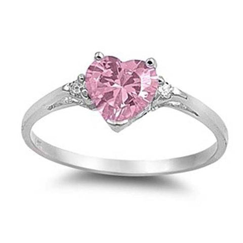 Pink Crystal Heart Bagutte Ring