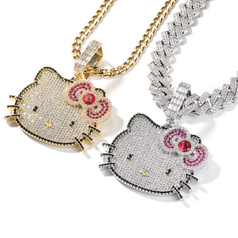 Iced Out Kitty Necklace