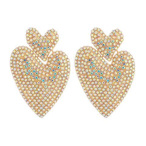 Double Heart Crystal Earrings