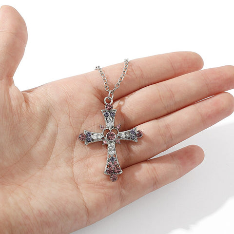 Purple Punk Cross Necklace