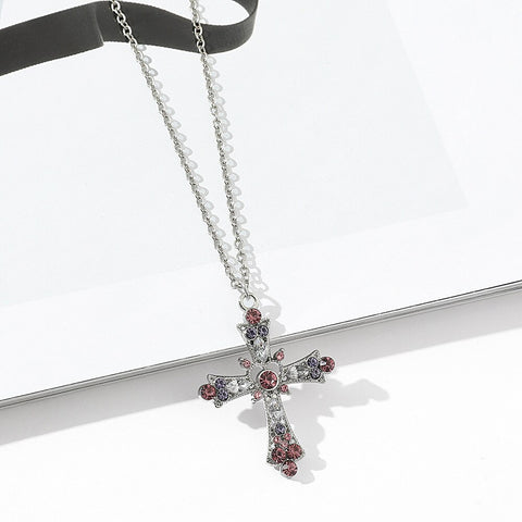 Purple Punk Cross Necklace