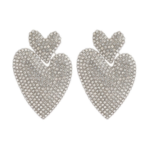 Double Heart Crystal Earrings