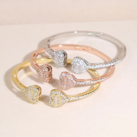 Iced Out Heart Bangle