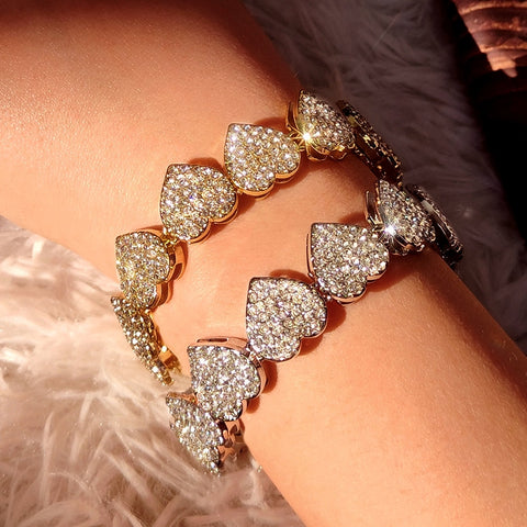 Iced Out Heart Bracelet