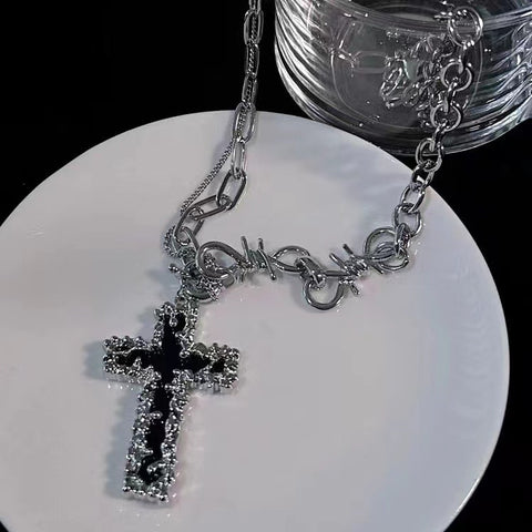 Cross Barbed Thorn Necklace