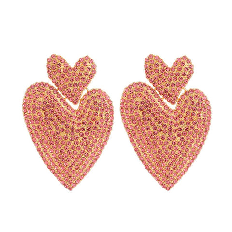 Double Heart Crystal Earrings